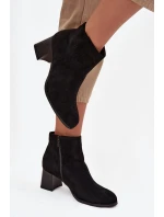Dámské botky na sloupku z eko semiše – černé Marilou