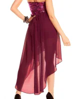 Dámské společenské šaty korzetové MAYAADI s asymetrickou sukní fialové - Fialová - MAYAADI Dámské společenské šaty korzetové MAYAADI s asymetrickou sukní fialové - Fialová - MAYAADI