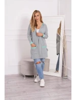 Dvoubarevná pelerína s kapucí 21679 mint+šedá - Kesi Dvoubarevná pelerína s kapucí 21679 mint+šedá - Kesi