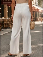 Dámské bílé kalhoty s širokými nohavicemi FashionStreet UY3076 Dámské bílé kalhoty s širokými nohavicemi FashionStreet UY3076