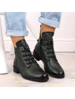 Jezzi W JEZ412B zelené zateplené boty s plochým podpatkem