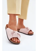 Dámské sandály na korkové podrážce s mašlí světle růžové Seressa Dámské sandály na korkové podrážce s mašlí světle růžové Seressa