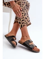 Černé dámské pantofle Fronila s přezkami Černé dámské pantofle Fronila s přezkami