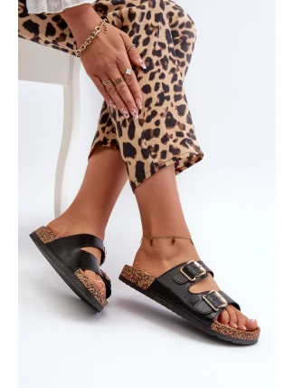 Černé dámské pantofle Fronila s přezkami Černé dámské pantofle Fronila s přezkami