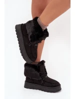 Dámské sněhule na platformě s kožešinkou a šněrováním Big Star – černé