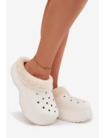 Dámské pěnové pantofle zateplené kožíškem – bílé Palvine
