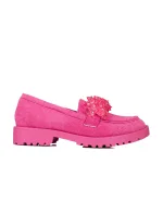 Stylové mokasíny dámské růžové na plochém podpatku Stylové mokasíny dámské růžové na plochém podpatku