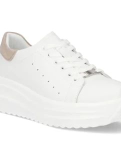 Dámské kožené polobotky na platformě bílé Filippo DP6739