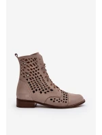 Průsvitné kožené botky Zazoo 2627 Beige