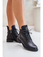 Zateplené boty na plochém podpatku s ozdobou černé Leonise Zateplené boty na plochém podpatku s ozdobou černé Leonise