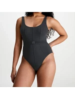 Dámské jednodílné plavky Monogram Rib KW0KW02151-BEH - Calvin Klein