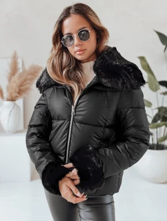Dámská krátká bunda s kožešinou černá FashionStreet TY5067