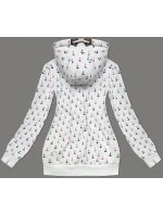 Bílá teplá rozepínací mikina se vzorem kotev (2307)