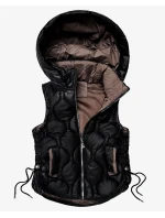 Černo-hnědá prošívaná dámská vesta se stahovacími boky J style (5M3235-392A)