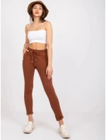 Hnědé dámské úpletové kalhoty typu chino (3589.62)