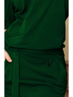 Dámské šaty v lahvově zelené barvě s krátkými rukávy model 7606649