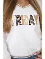 Dámská mikina s flitrovým nápisem bílý