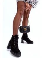 Šněrovací Zimní Boty Na Podpatku Černé Flomes