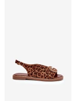 Ploché Sandály S Dekorací Pantera Hnědé Haliones Ploché Sandály S Dekorací Pantera Hnědé Haliones