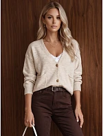 Dámský kardigan s kapsami, vanilková barva, FashionStreet MY2578