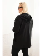 Dámská mikina Plus Size bavlněná s kapucí a velkým písmenem H černá