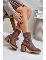 Zateplené dámské boty na podpatku hnědé Vailia