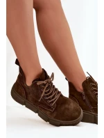 Semišové Nízké Dámské Kotníky Na Platformě Big Star SS274595 Hnědé