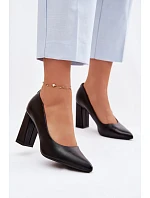 Lodičky na podpatku z eko kůže Sergio Leone PB216 Černé