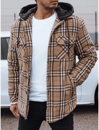 Pánská zateplená bunda s kapucí béžová FashionStreet TX4955 Pánská zateplená bunda s kapucí béžová FashionStreet TX4955