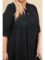 Dámské bavlněné šaty Plus Size s volánky černá