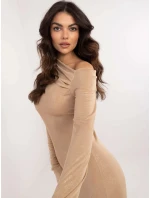 Dámské šaty DHJ SK 20093.17 Camel béžová - FPrice Dámské šaty DHJ SK 20093.17 Camel béžová - FPrice