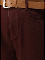 Dámské džíny s vysokým pasem, střih mom fit, s páskem, bordové, FashionStreet UY3121 Dámské džíny s vysokým pasem, střih mom fit, s páskem, bordové, FashionStreet UY3121