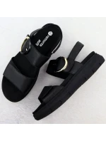 Dámské kožené sandály na platformě černé Remonte D2K50-00