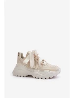 Dámské Kožené Tenisky Béžové CheBello 4583 Dámské Kožené Tenisky Béžové CheBello 4583