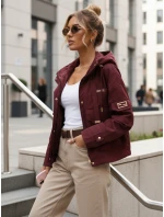 Dámská přechodná bunda s kapucí a kapsami vínová FashionStreet TY5635