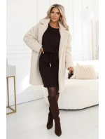 13-169 Sportovní midi šaty s kapsami a zavazováním v pase - čokoládově hnědé