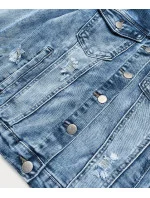 Světle modrá dámská džínová bunda s límcem (GD8631-K) Světle modrá dámská džínová bunda s límcem (GD8631-K)