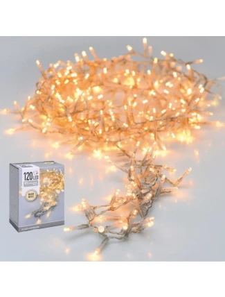 VÁNOČNÍ STROMEK SVĚTELNÝ ŘETĚZ 120 VEDL TEPLÁ BÍLÁ PRŮHLEDNÝ DRÁT