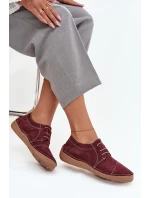 Kožené dámské polobotky s prošíváním Artiker 57C2111 bordó