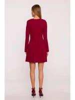 M872 Šaty s obrácenými záhyby - bordó