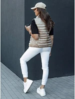 Dámská prošívaná vesta se stojáčkem TY4439 béžová - FashionStreet Dámská prošívaná vesta se stojáčkem TY4439 béžová - FashionStreet