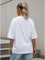 Dámské oversize tričko s potiskem, bavlněné, bílé, FashionStreet NX9001RY
