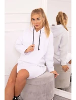 Šaty s kapucí a bočním rozparkem bílé Šaty s kapucí a bočním rozparkem bílé