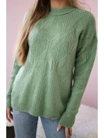 Svetr nasazený přes hlavu s módní vazbou tmavá máta Svetr nasazený přes hlavu s módní vazbou tmavá máta