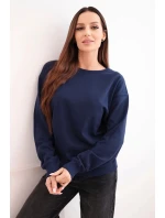 Dámská mikina s okrouhlým výstřihem basic z bavlny modrá