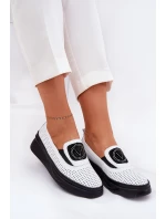 Dámské Kožené Mokasíny Na Platformě A Klínu Bílé Vinceza 79522