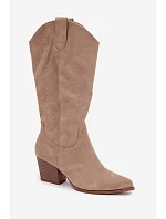 Kožené kovbojské kozačky na podpatku Khaki Hartley Kožené kovbojské kozačky na podpatku Khaki Hartley