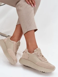 Dámské kožené tenisky na platformě Artiker – béžové