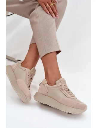 Dámské kožené tenisky na platformě Artiker – béžové Dámské kožené tenisky na platformě Artiker – béžové