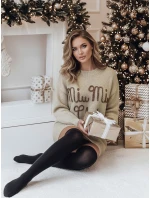 Dámský svetr MIU MIU v jedné velikosti s nopky béžový FashionStreet MY2346 Dámský svetr MIU MIU v jedné velikosti s nopky béžový FashionStreet MY2346